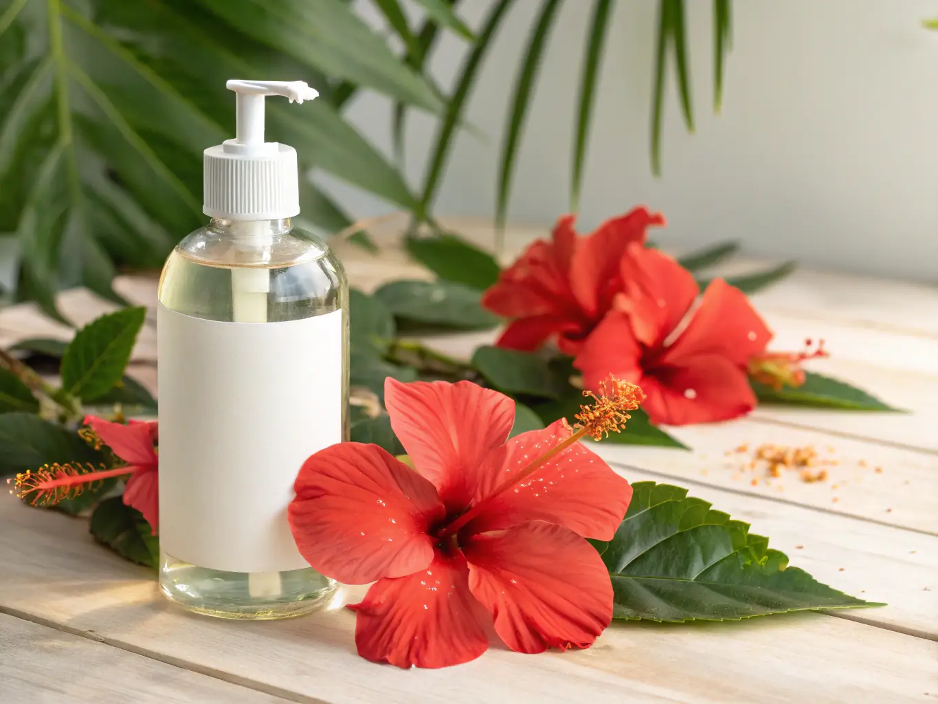 A bottle of plant-based pet shampoo with natural ingredients displayed prominently, highlighting its gentle and eco-conscious formula.