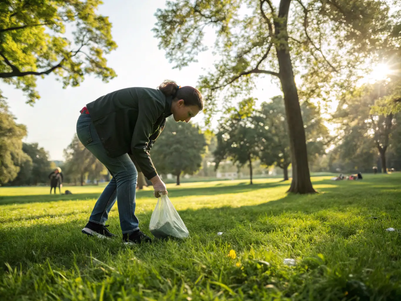 A visually appealing image showcasing a variety of biodegradable poop bags in a natural outdoor setting, emphasizing their eco-friendly nature and practical use for pet owners.